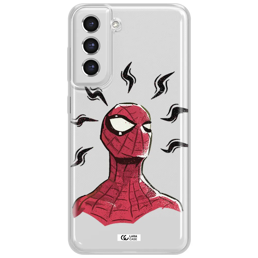 A Cartoon Of A Red Spider Man Samsung S21 Fe Clear Tpu Case