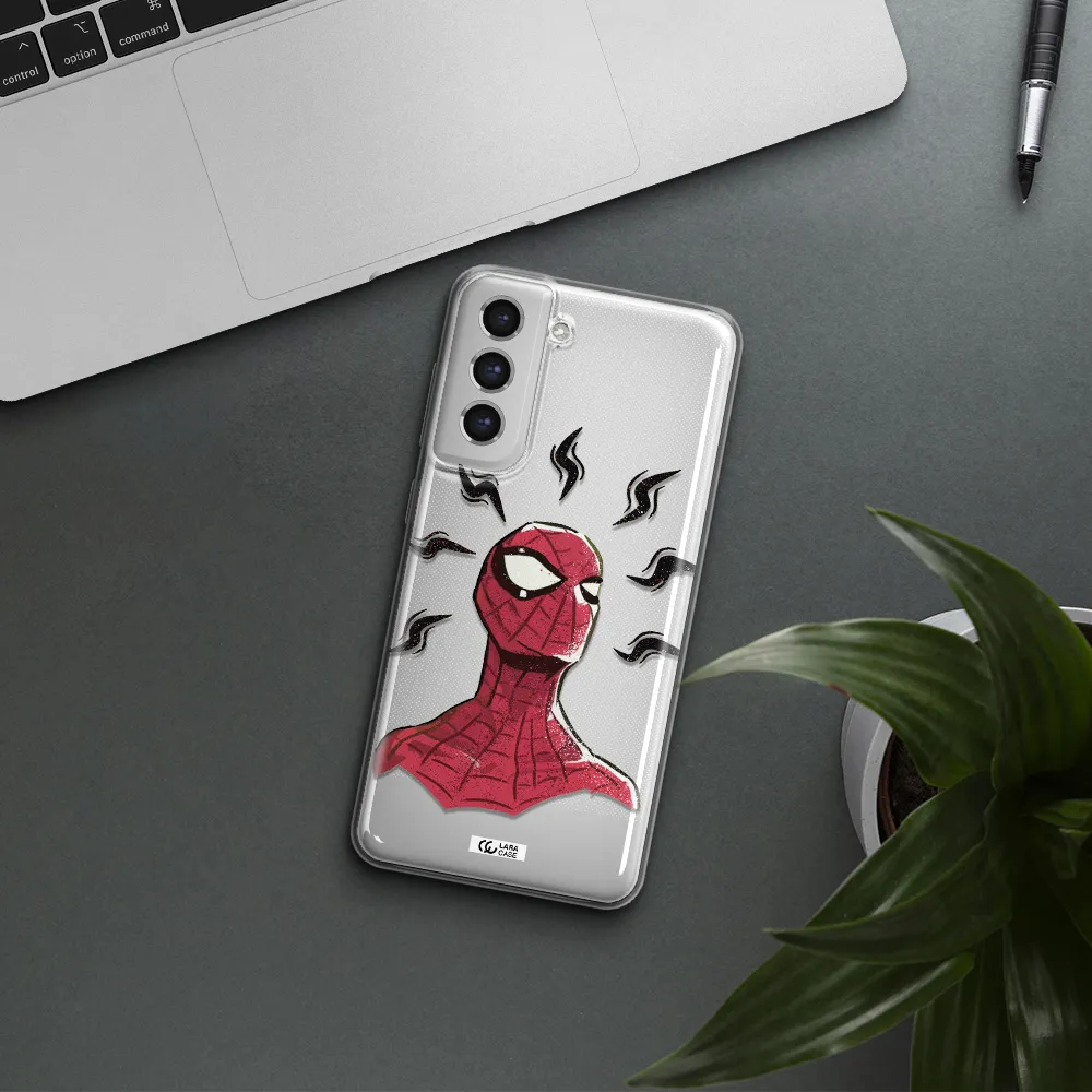 A Cartoon Of A Red Spider Man Samsung S21 Fe Clear Tpu Case