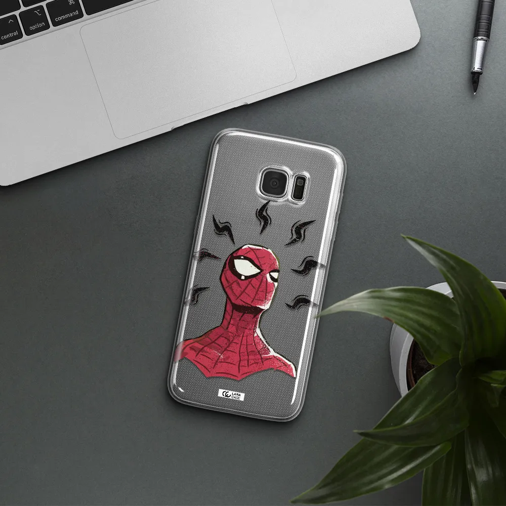 a cartoon of a red spider man Samsung S7 Edge Clear TPU Case
