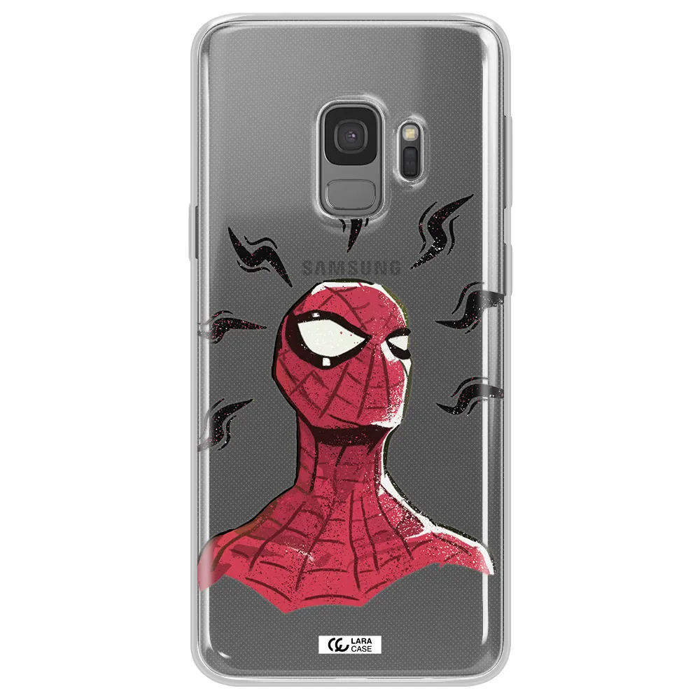 a cartoon of a red spider man Samsung S9 Clear TPU Case