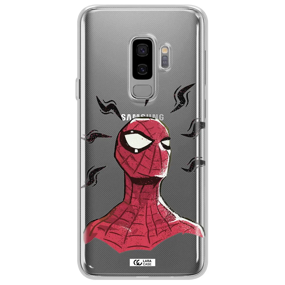 a cartoon of a red spider man Samsung S9 Plus Clear TPU Case