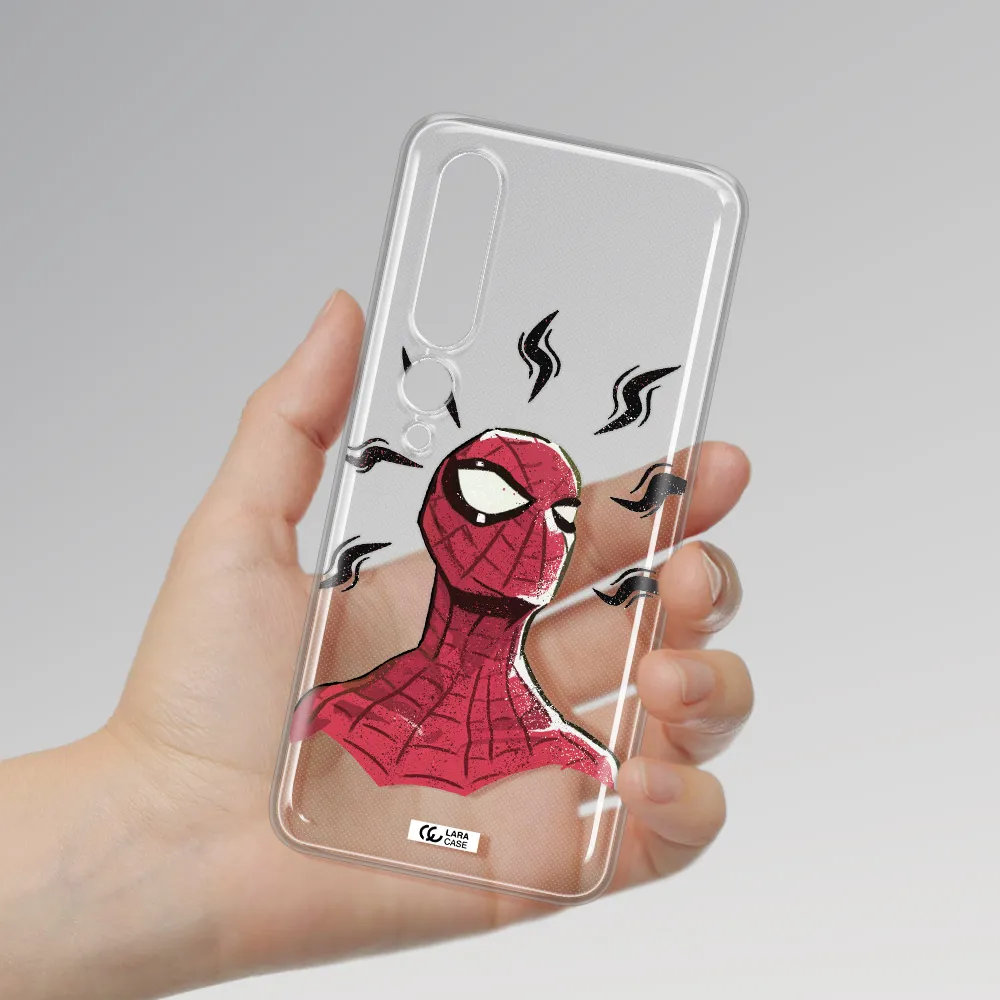 a cartoon of a red spider man Xiaomi Mi 10 Pro Clear TPU Case