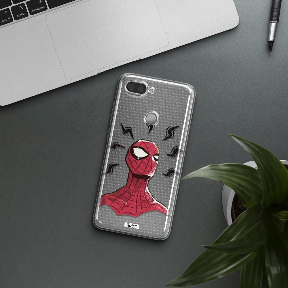 a cartoon of a red spider man Xiaomi Mi 8 Lite Clear TPU Case
