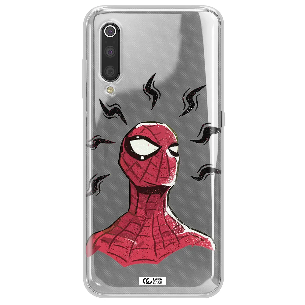 a cartoon of a red spider man Xiaomi Mi 9 Clear TPU Case