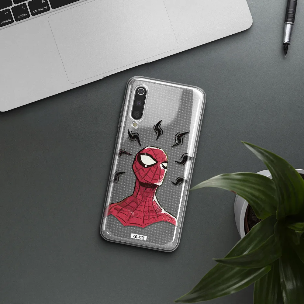 a cartoon of a red spider man Xiaomi Mi 9 Clear TPU Case