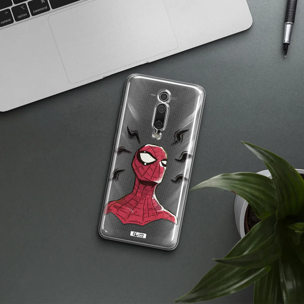 a cartoon of a red spider man Xiaomi Mi 9T Clear TPU Case