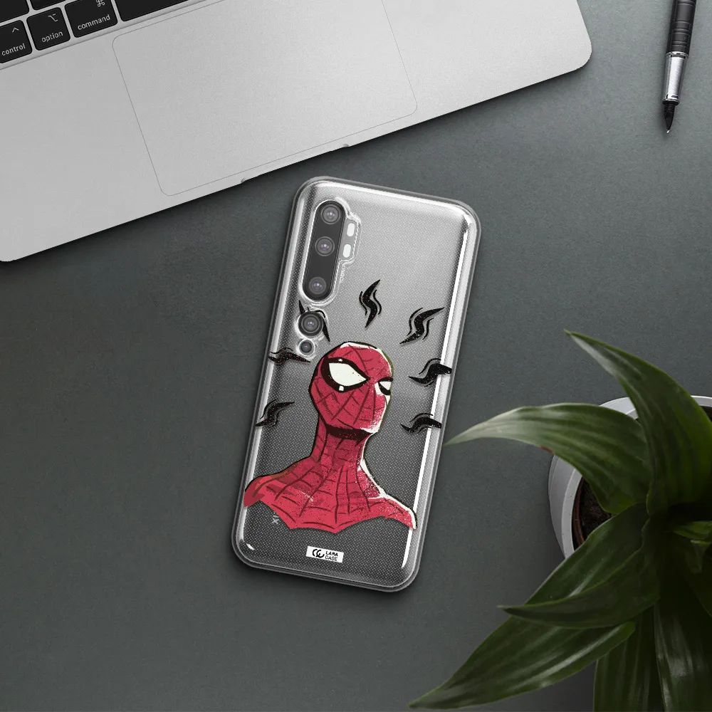 a cartoon of a red spider man Xiaomi Mi Note 10 Clear TPU Case