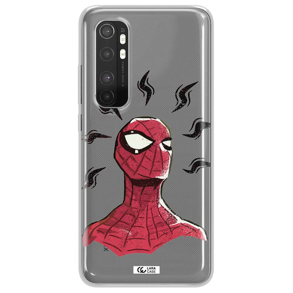 a cartoon of a red spider man Xiaomi Mi Note 10 Lite Clear TPU Case