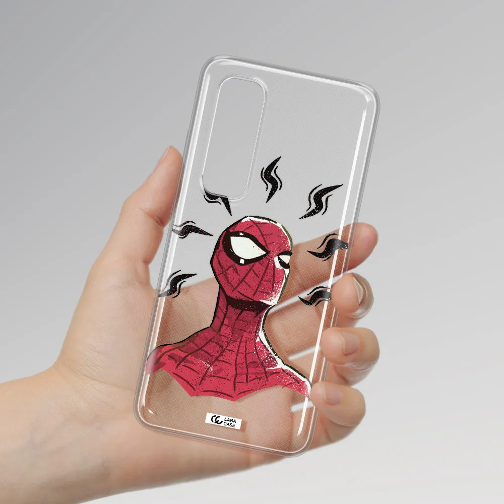 a cartoon of a red spider man Xiaomi Mi Note 10 Lite Clear TPU Case