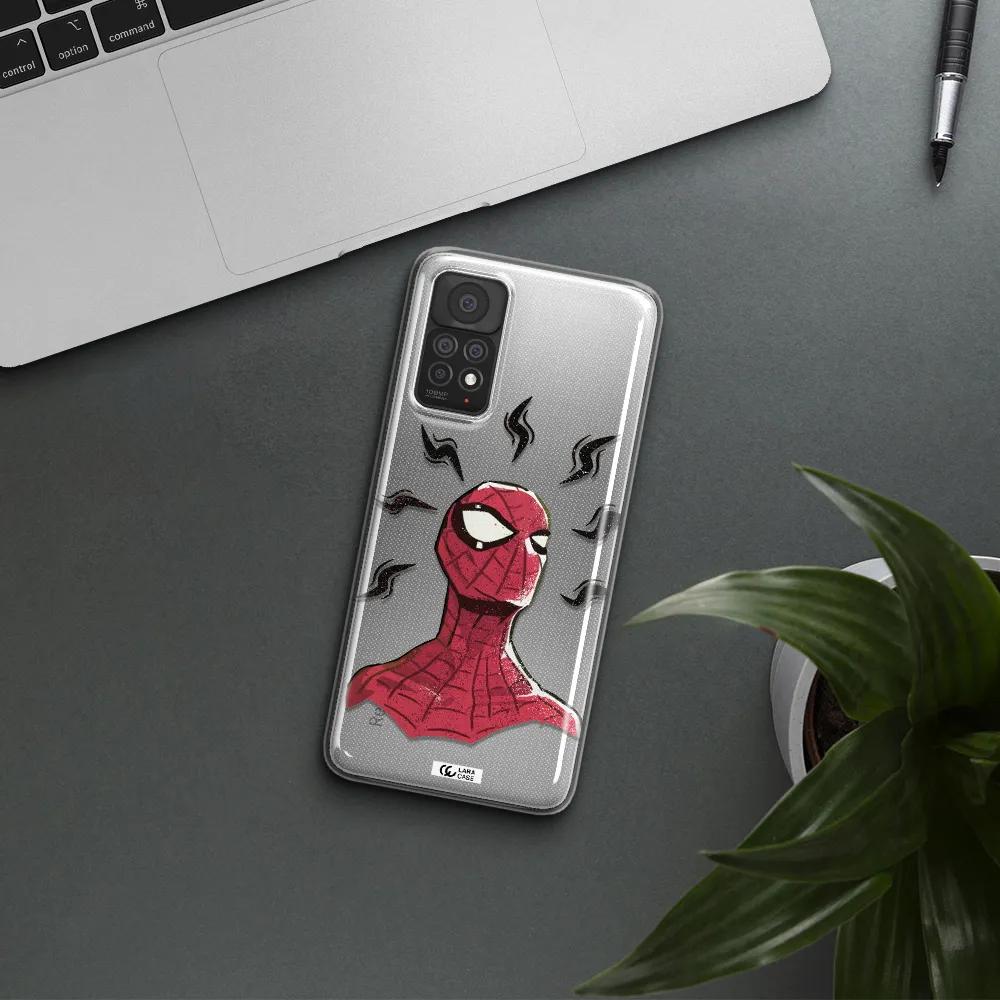 a cartoon of a red spider man Xiaomi Note 11 Pro Clear TPU Case