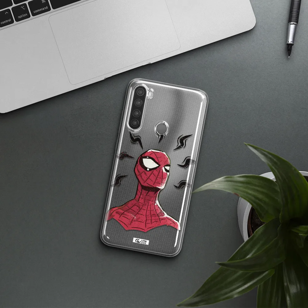 a cartoon of a red spider man Xiaomi Note 8 Clear TPU Case