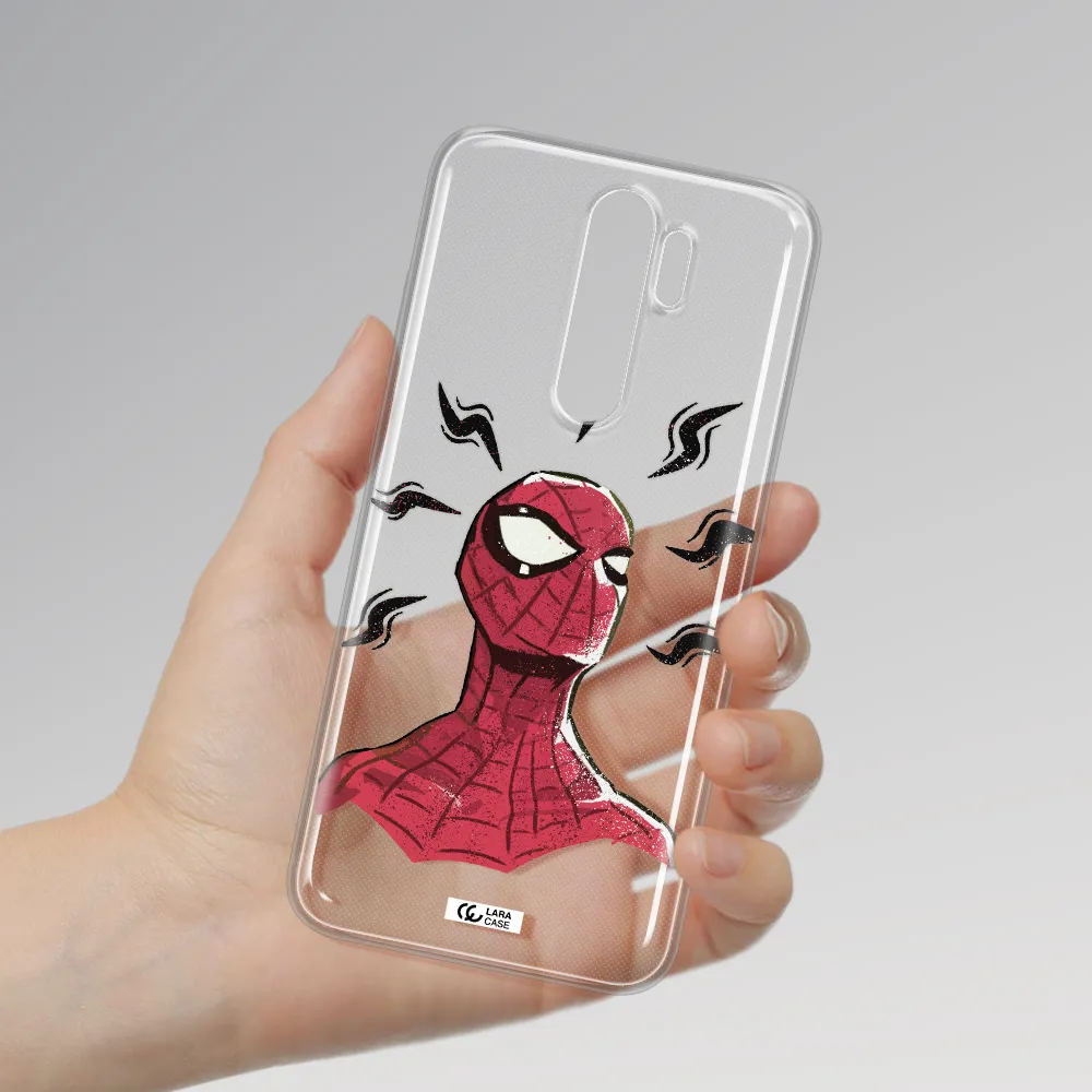 a cartoon of a red spider man Xiaomi Note 8 Pro Clear TPU Case