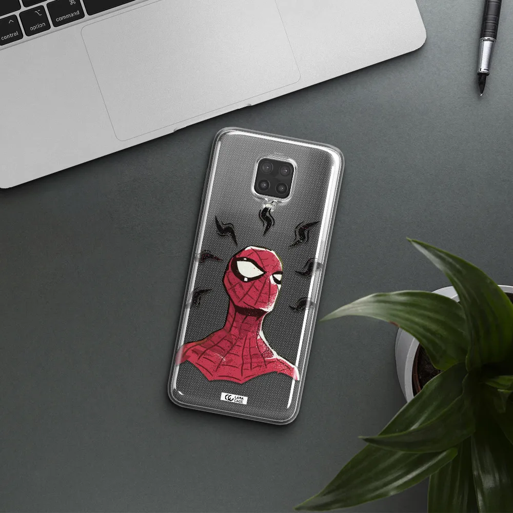 a cartoon of a red spider man Xiaomi Note 9 Pro Clear TPU Case