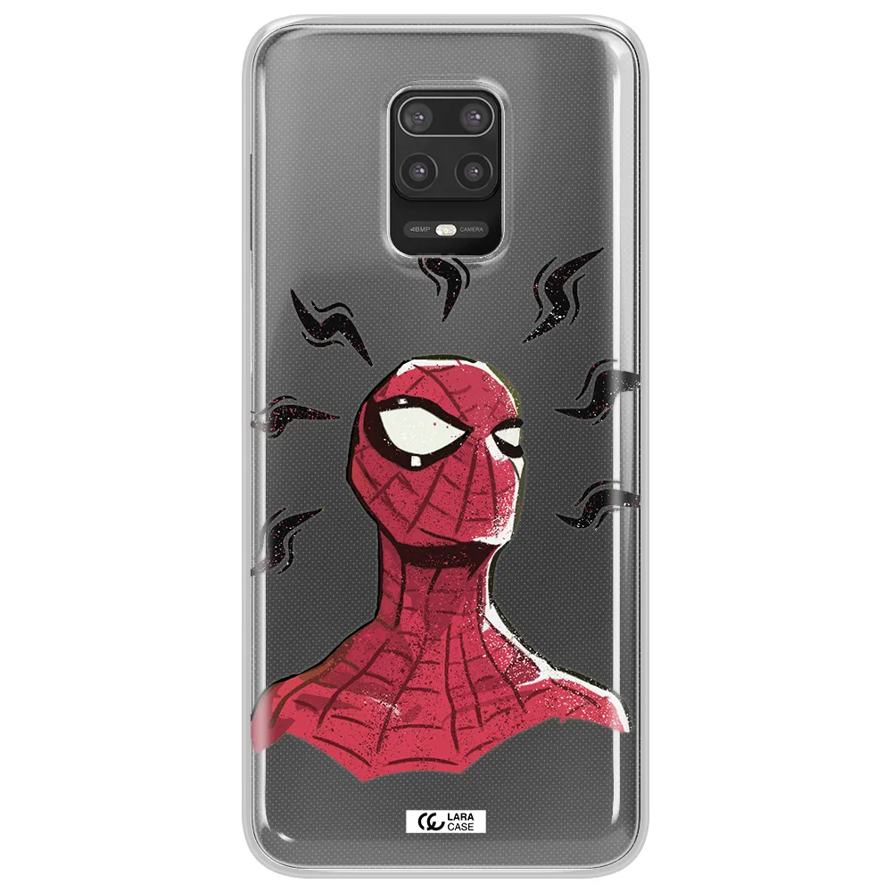 a cartoon of a red spider man Xiaomi Note 9S Clear TPU Case