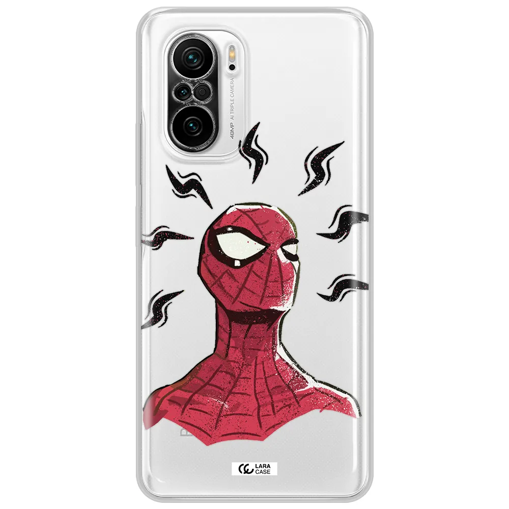 A Cartoon Of A Red Spider Man Xiaomi Poco F3 Clear Tpu Case