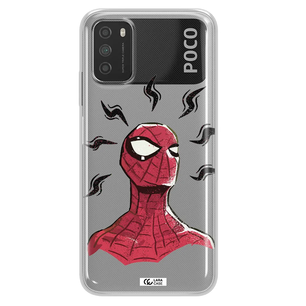 a cartoon of a red spider man Xiaomi Poco M3 Clear TPU Case