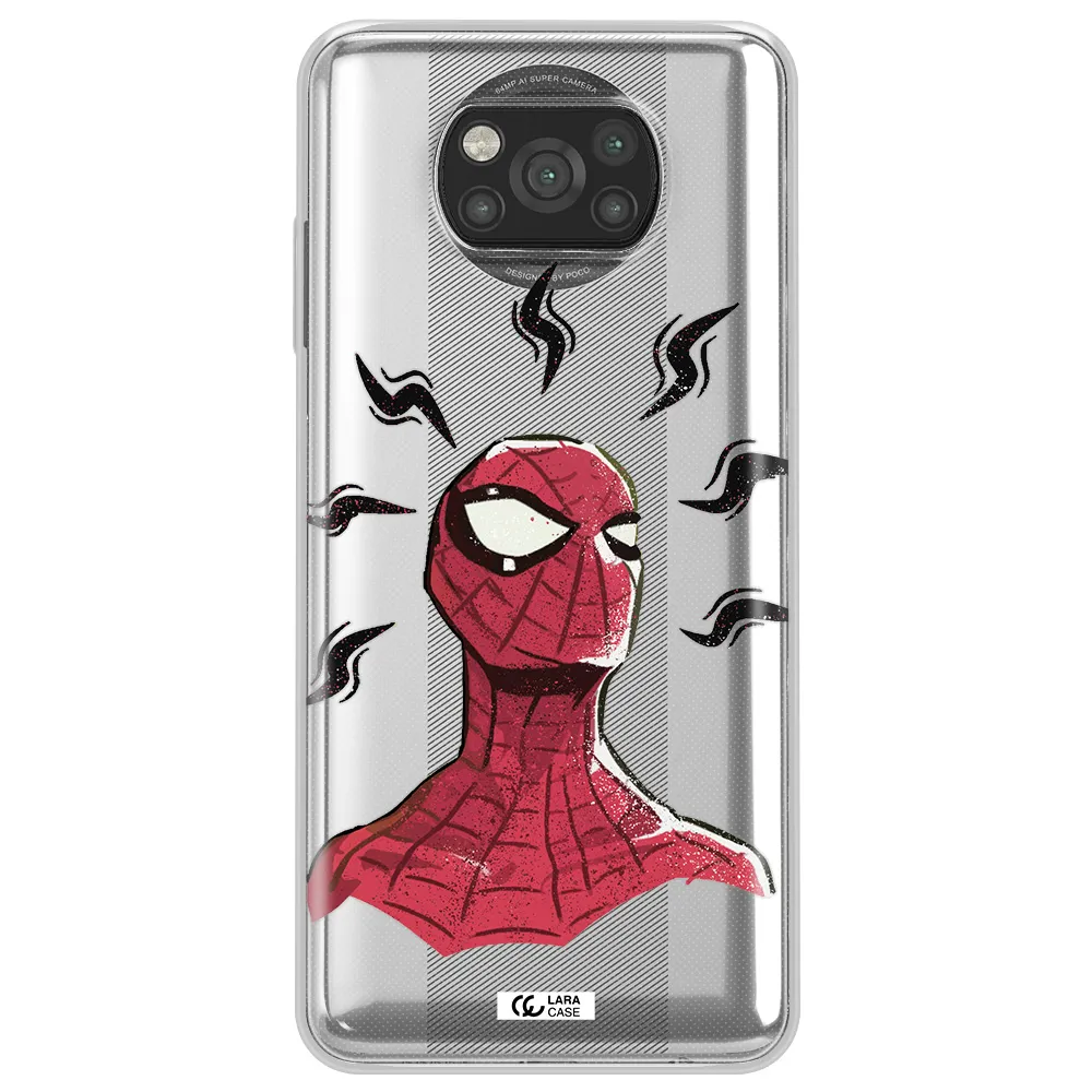 a cartoon of a red spider man Xiaomi Poco X3 Clear TPU Case