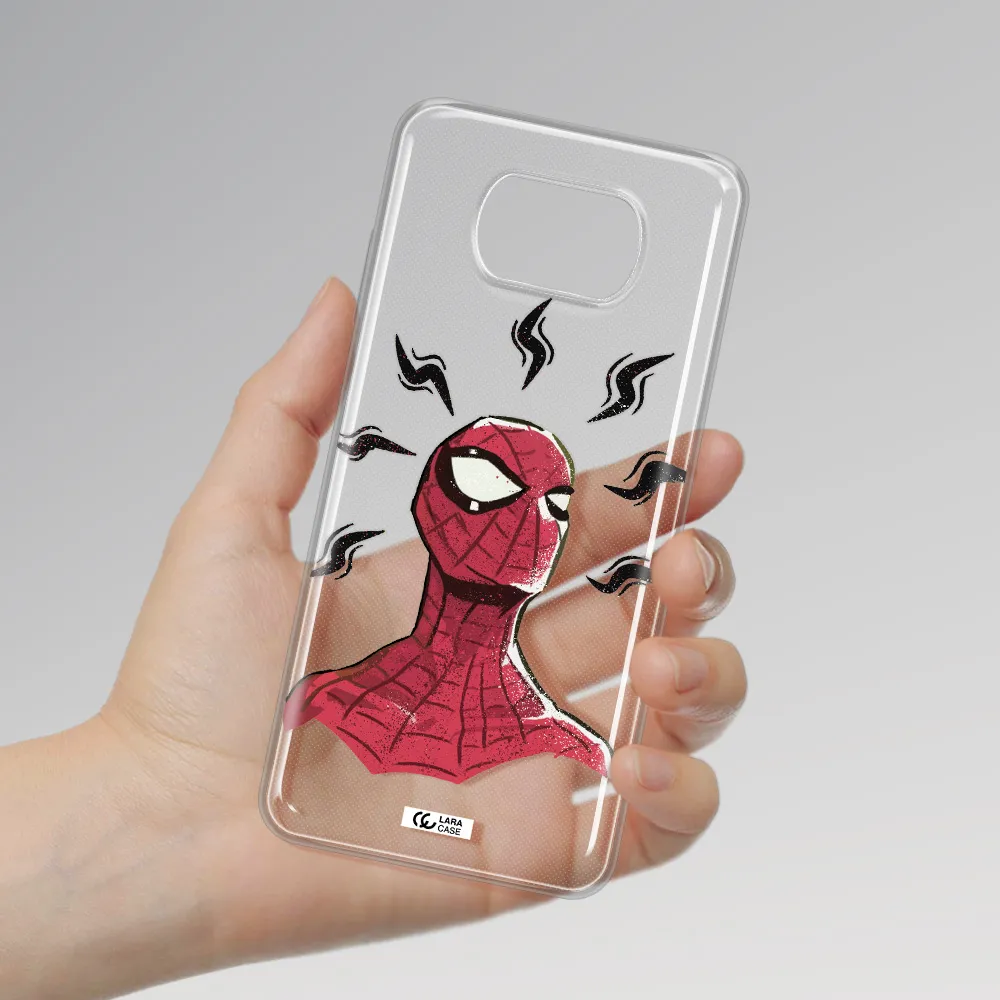 a cartoon of a red spider man Xiaomi Poco X3 Clear TPU Case