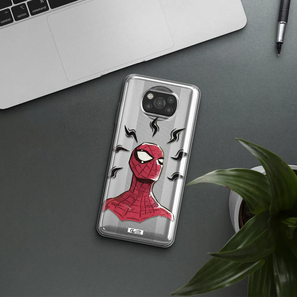 a cartoon of a red spider man Xiaomi Poco X3 Clear TPU Case