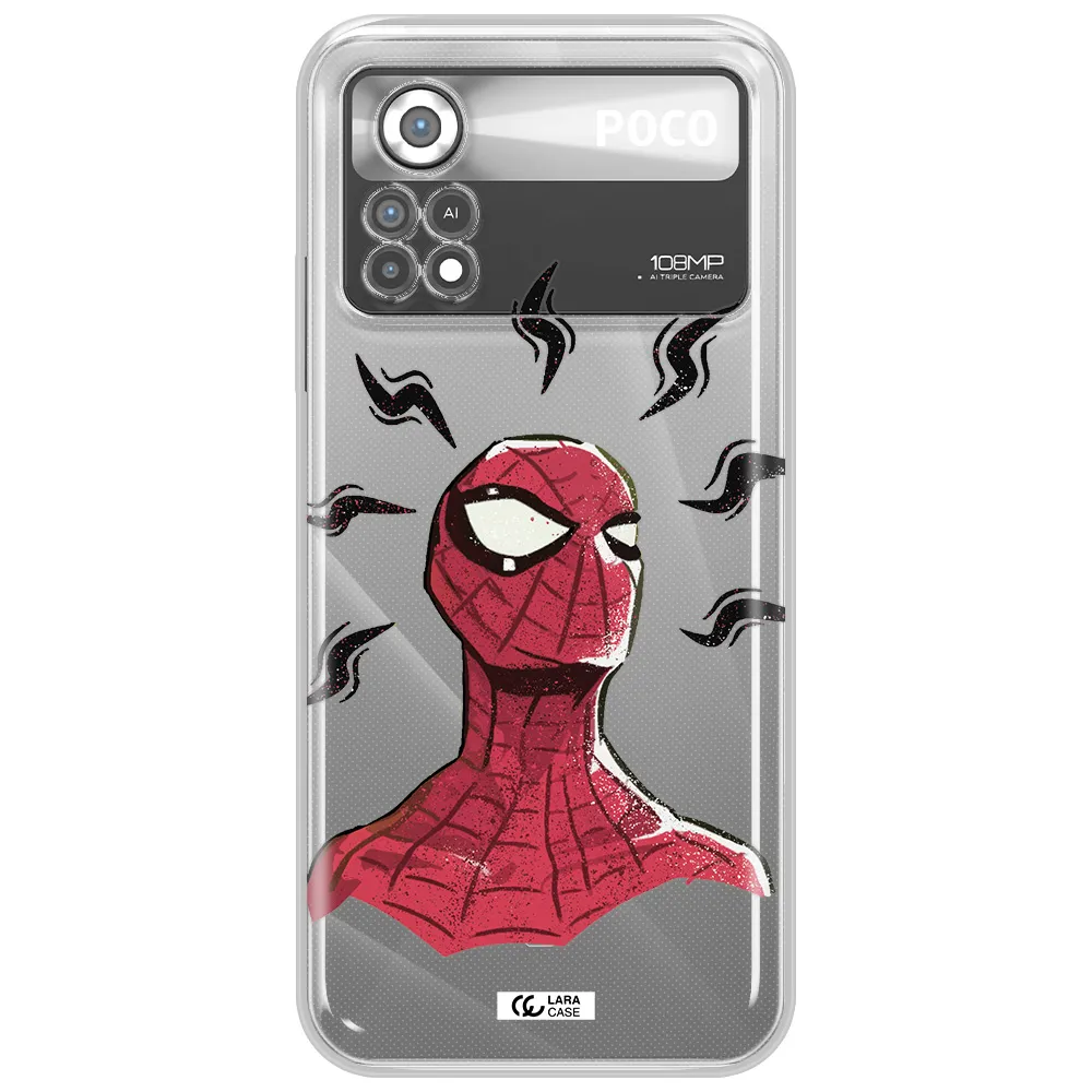 a cartoon of a red spider man Xiaomi Poco X4 Pro Clear TPU Case