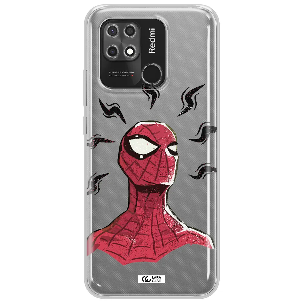 a cartoon of a red spider man Xiaomi Redmi 10C Clear TPU Case