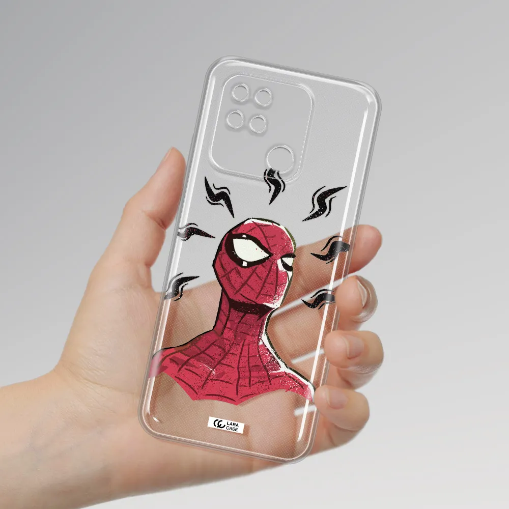 a cartoon of a red spider man Xiaomi Redmi 10C Clear TPU Case