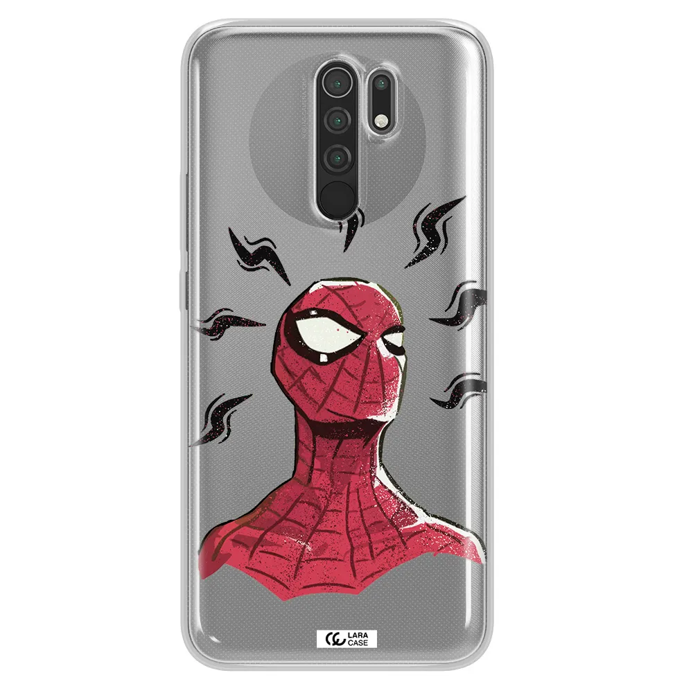 a cartoon of a red spider man Xiaomi Redmi 9 Clear TPU Case