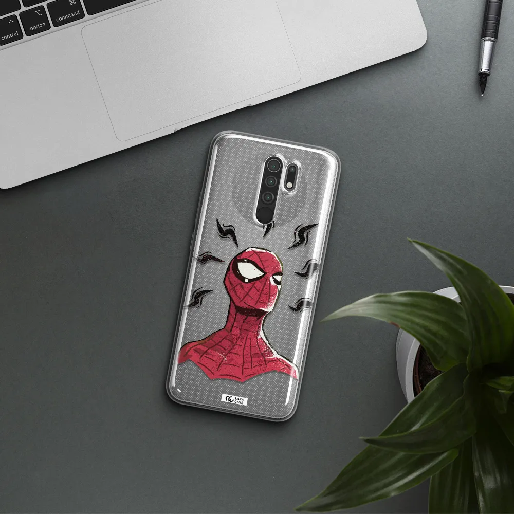 a cartoon of a red spider man Xiaomi Redmi 9 Clear TPU Case
