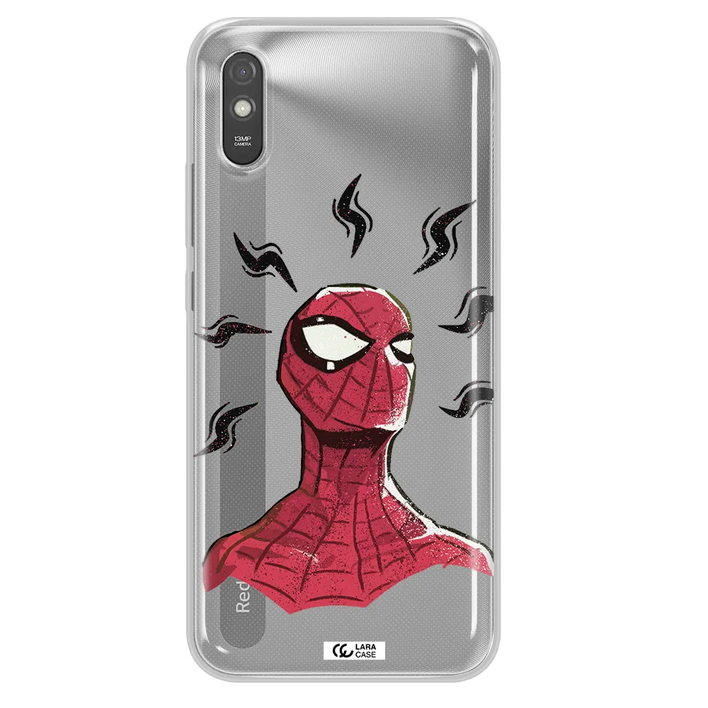 a cartoon of a red spider man Xiaomi Redmi 9A Clear TPU Case