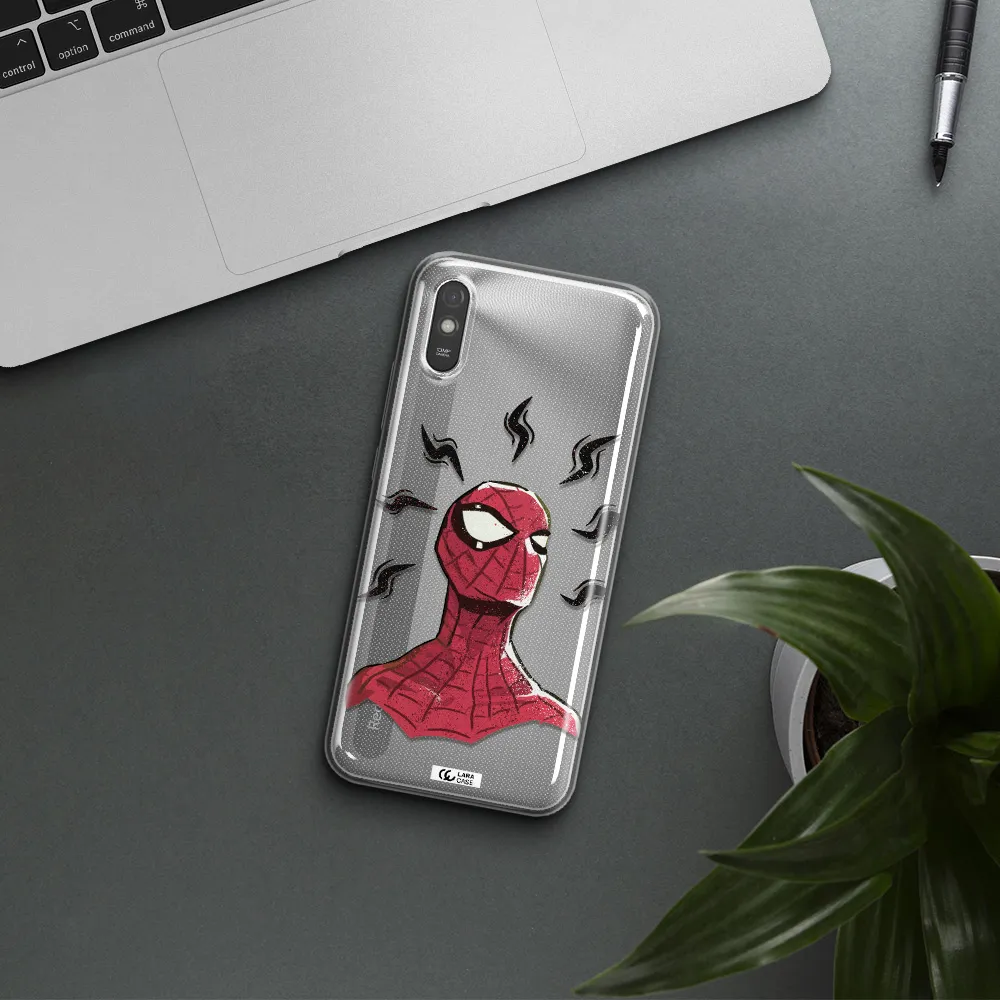 a cartoon of a red spider man Xiaomi Redmi 9A Clear TPU Case