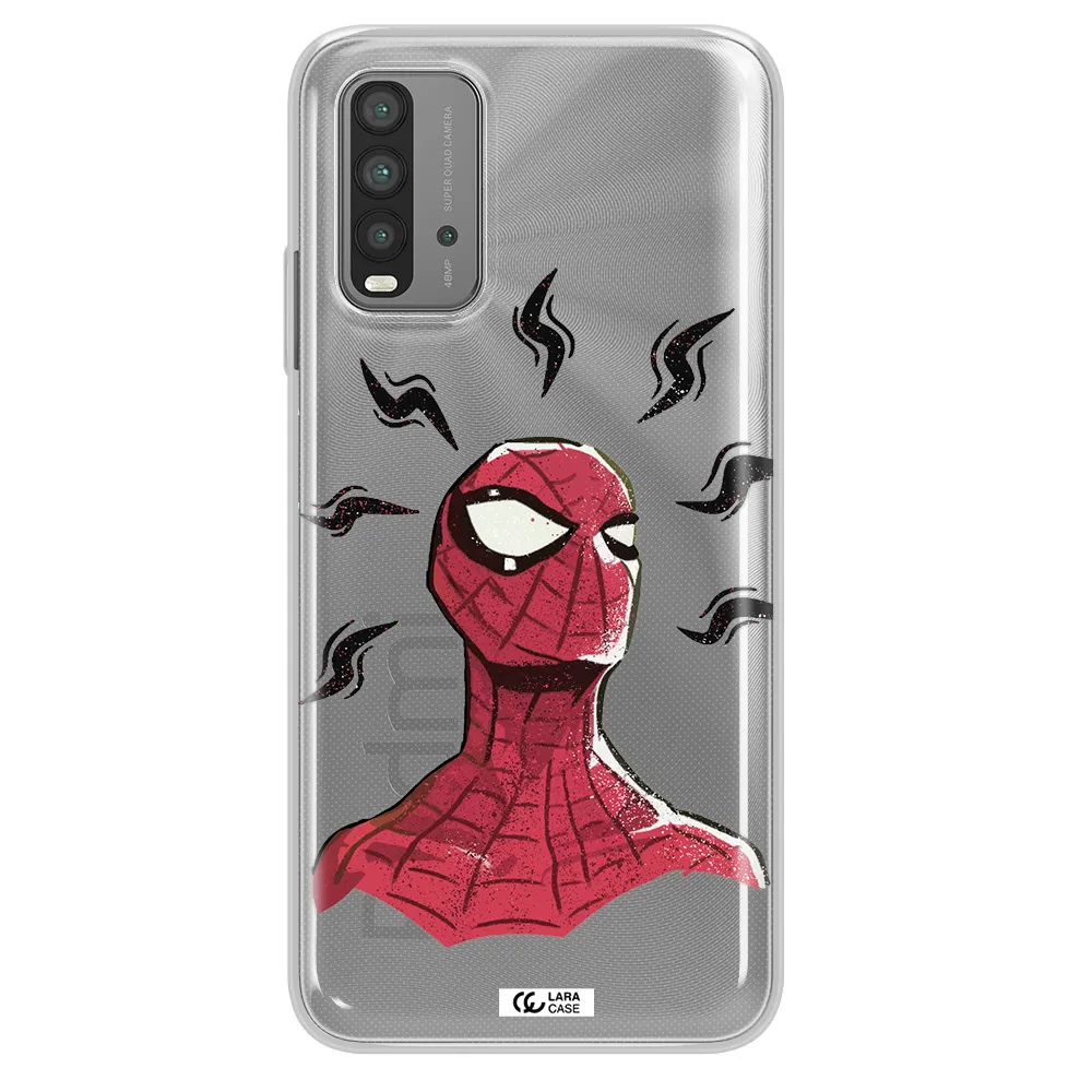 a cartoon of a red spider man Xiaomi Redmi 9T Clear TPU Case