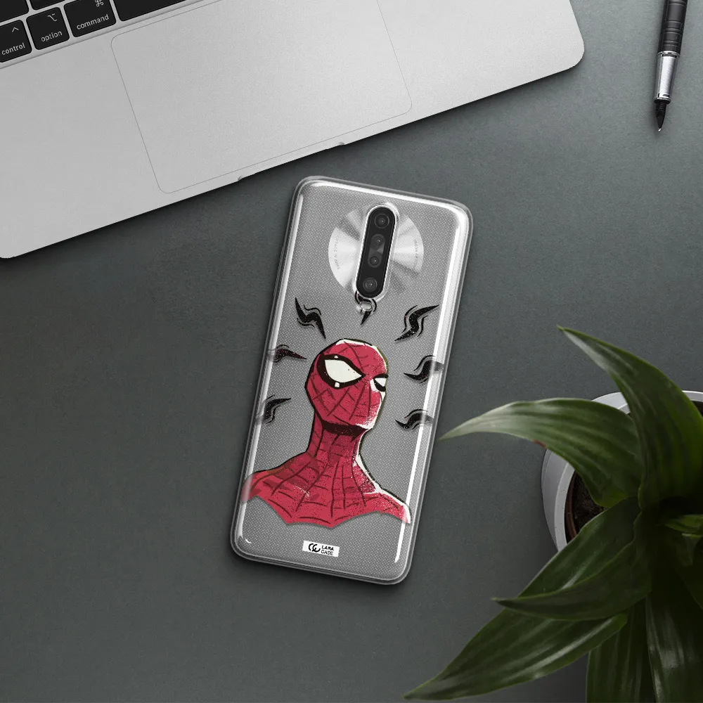 a cartoon of a red spider man Xiaomi Redmi K30 Clear TPU Case