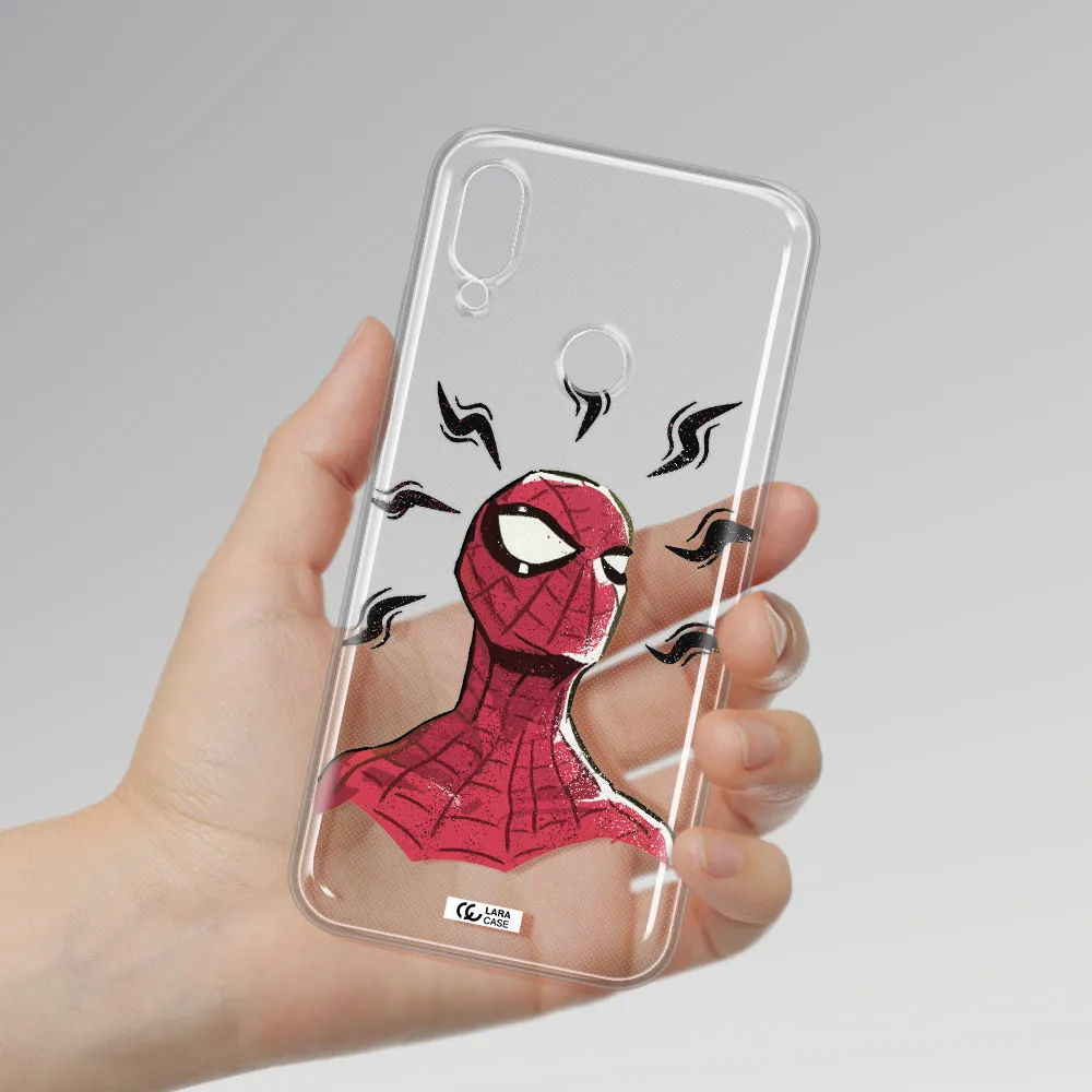 a cartoon of a red spider man Xiaomi Redmi Note 7 Clear TPU Case