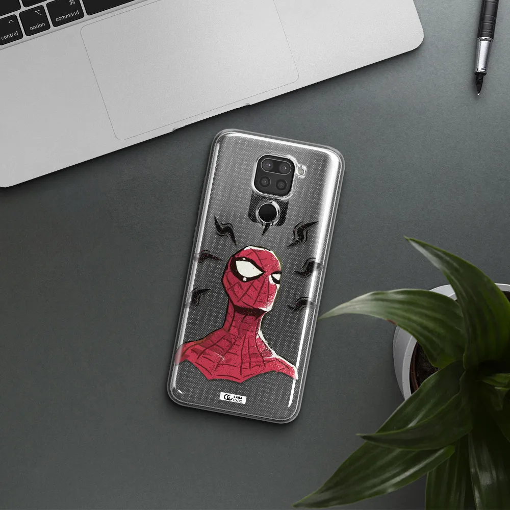 a cartoon of a red spider man Xiaomi Redmi Note 9 Clear TPU Case