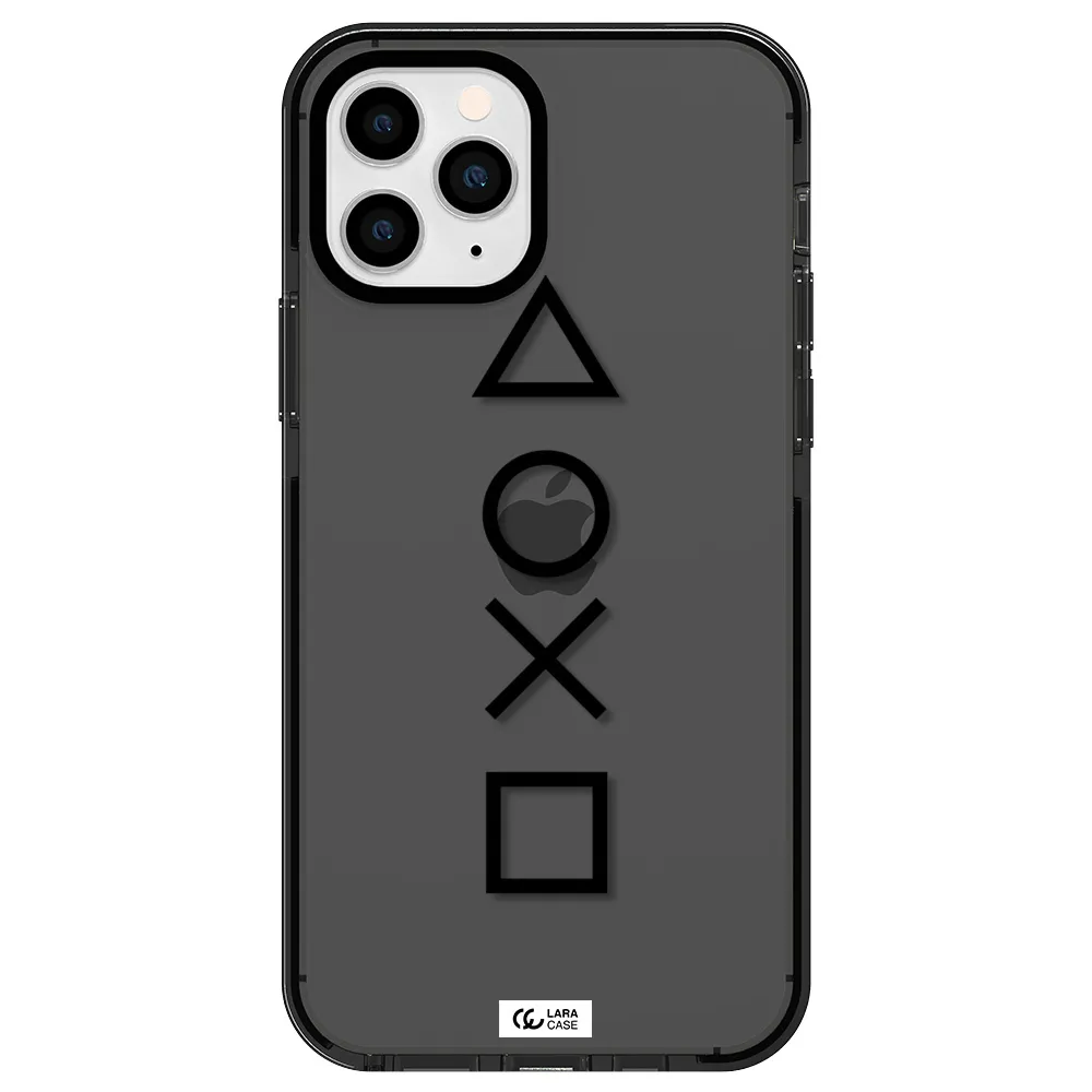 a black and white symbol Apple iPhone 11 pro max impact Smoke Black Case