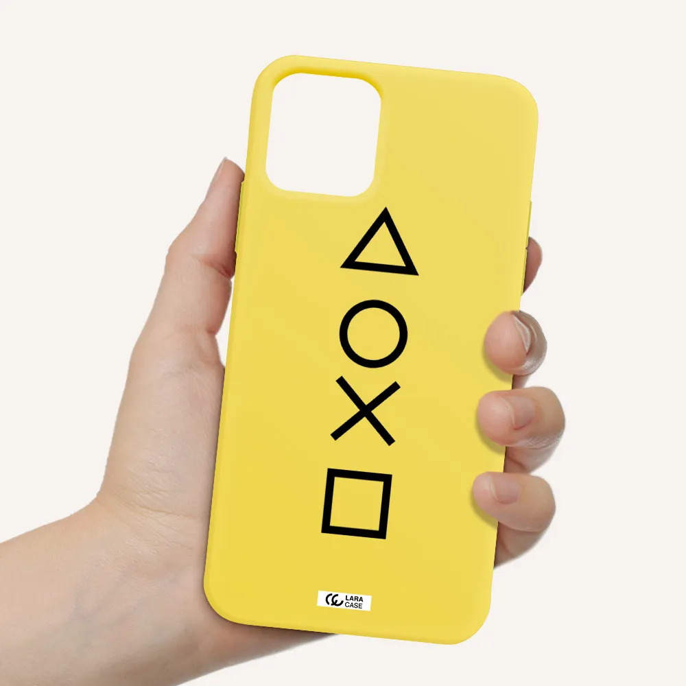 a black and white symbol Apple iPhone 11 pro Silicone canary yellow Case