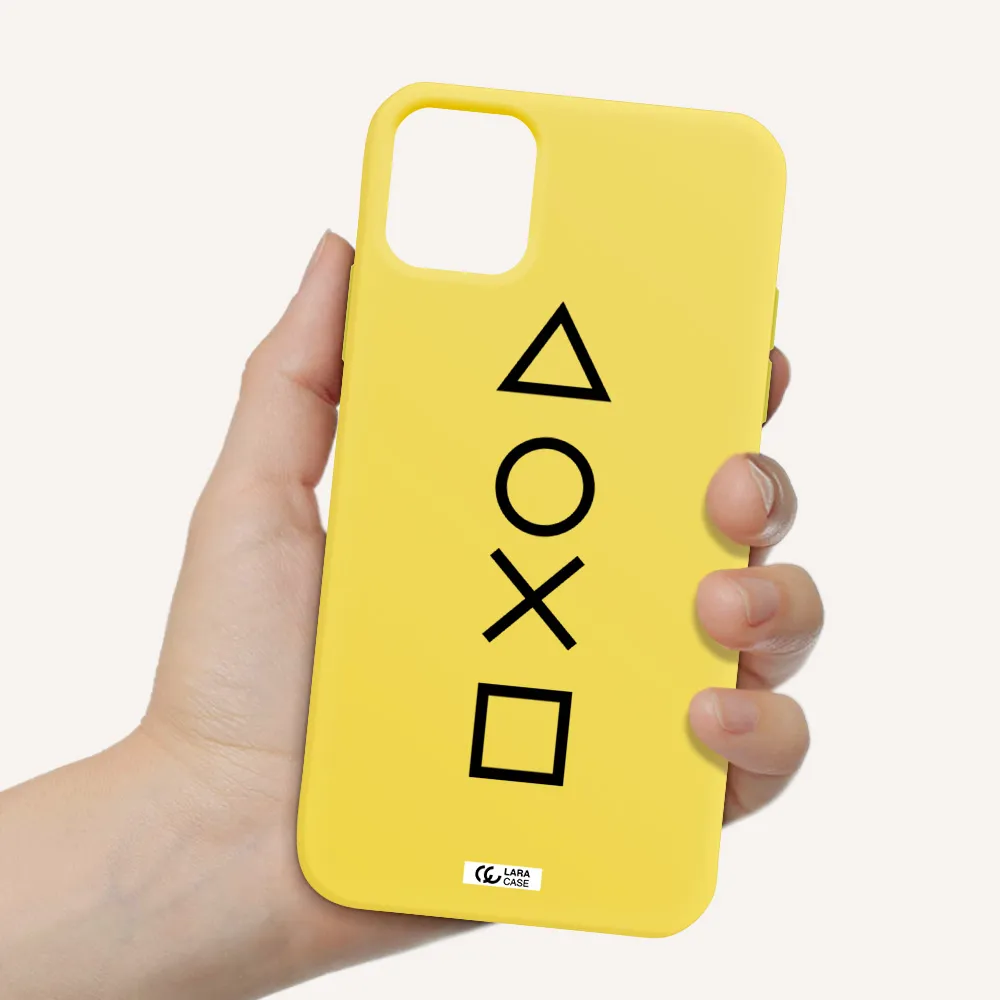 a black and white symbol Apple iPhone 11 Silicone canary yellow Case