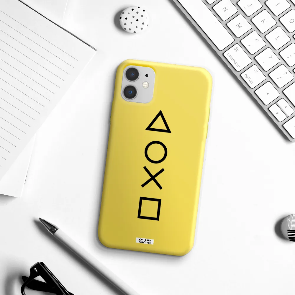 a black and white symbol Apple iPhone 11 Silicone canary yellow Case