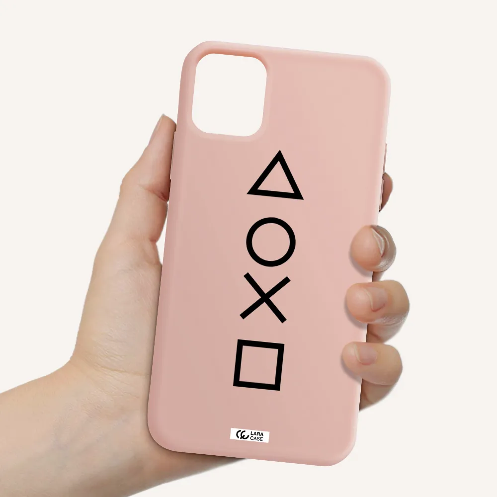 a black and white symbol Apple iPhone 11 Silicone pastel pink Case