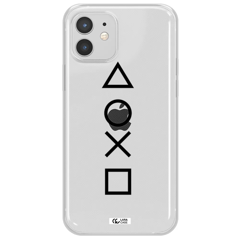 a black and white symbol Apple iPhone 12 Clear TPU Case