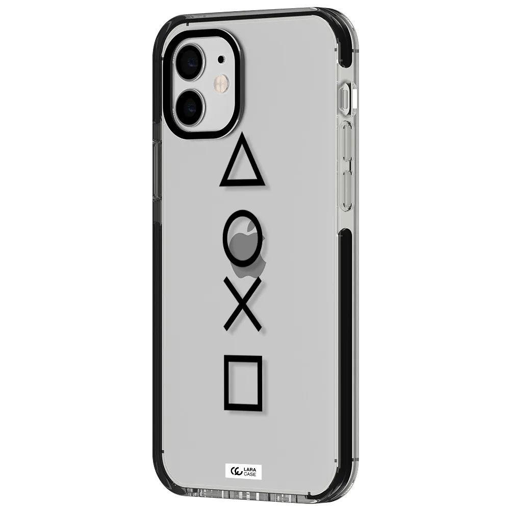 a black and white symbol Apple iPhone 12 impact black border Case