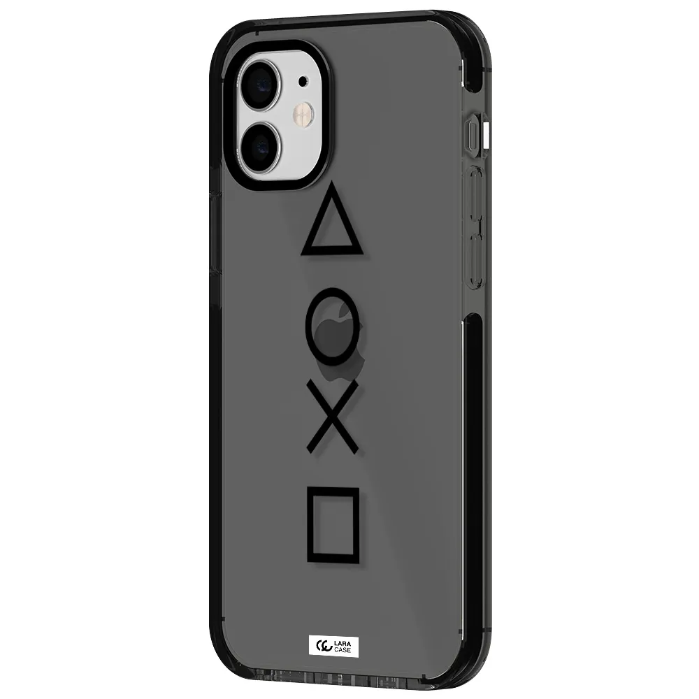 a black and white symbol Apple iPhone 12 impact Smoke Black Case