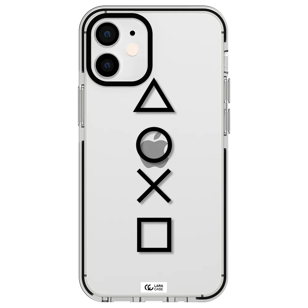 a black and white symbol Apple iPhone 12 mini impact black border Case