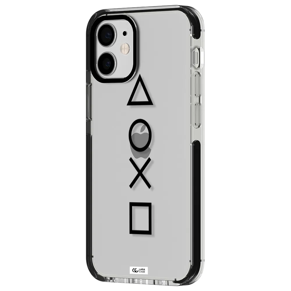 a black and white symbol Apple iPhone 12 mini impact black border Case