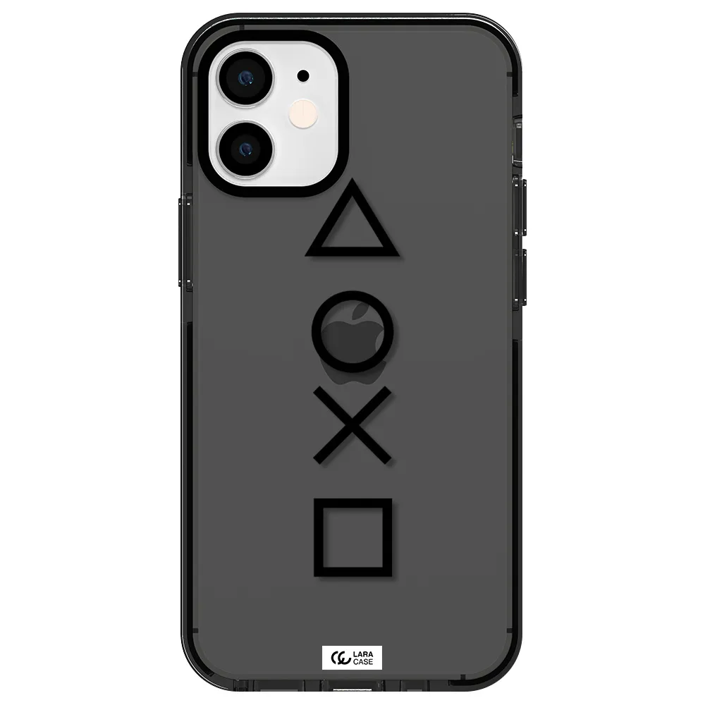 a black and white symbol Apple iPhone 12 mini impact Smoke Black Case