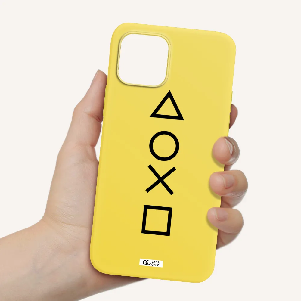 a black and white symbol Apple iPhone 12 mini Silicone canary yellow Case