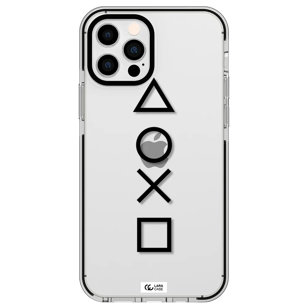 a black and white symbol Apple iPhone 12 pro impact black border Case
