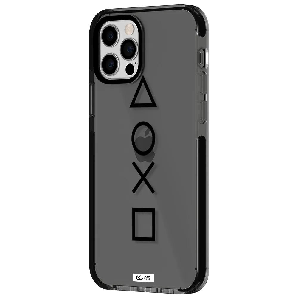 a black and white symbol Apple iPhone 12 pro impact Smoke Black Case