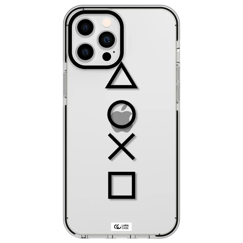 a black and white symbol Apple iPhone 12 pro max impact black border Case