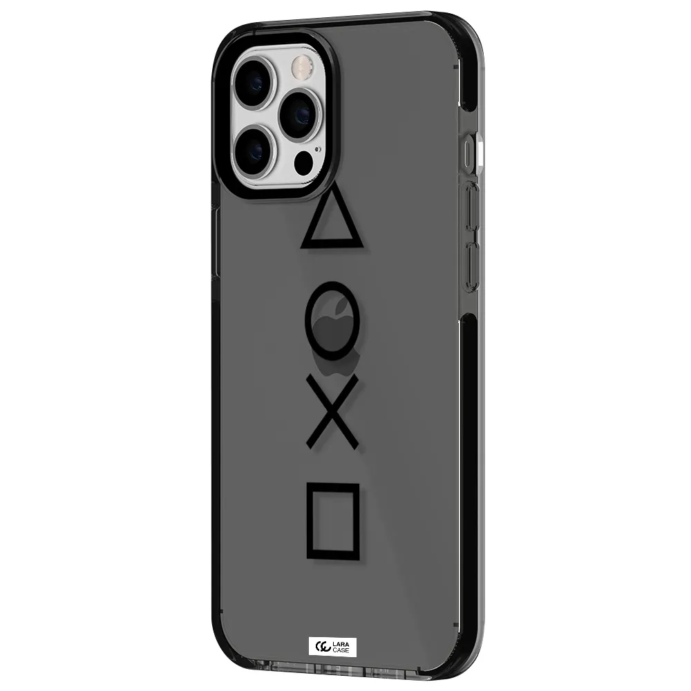 a black and white symbol Apple iPhone 12 pro max impact Smoke Black Case